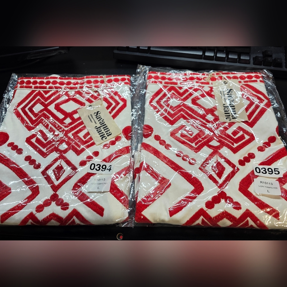 Savanna Jane White Mini Skirt with Red Geometric Embroidery - Picture 5 of 10